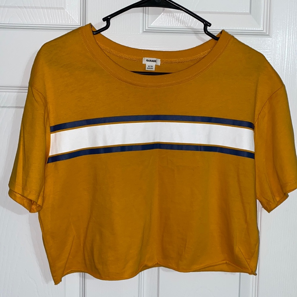 Garage Mustard yellow cropped t-shirt. Size M
